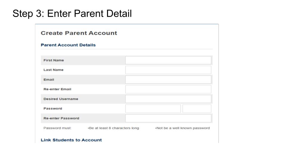 Enter parent details